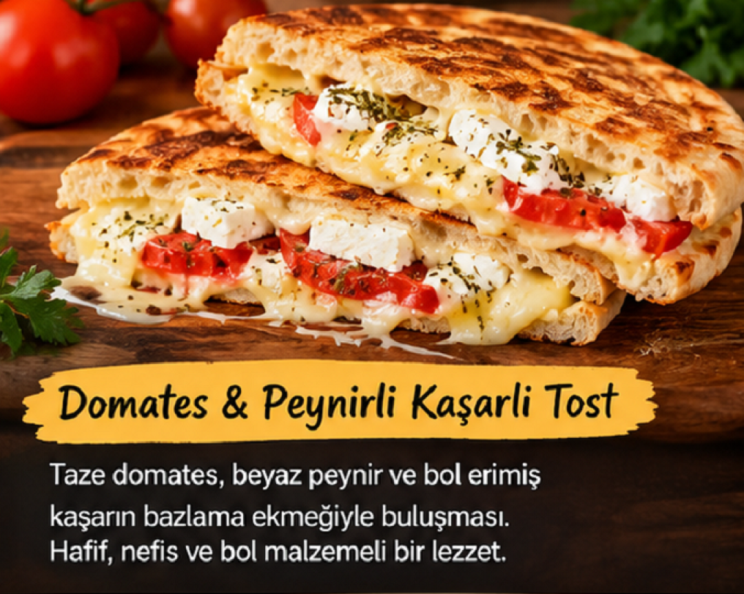 BEYAZ PEYNİR DOMATES KAŞARLI TOST