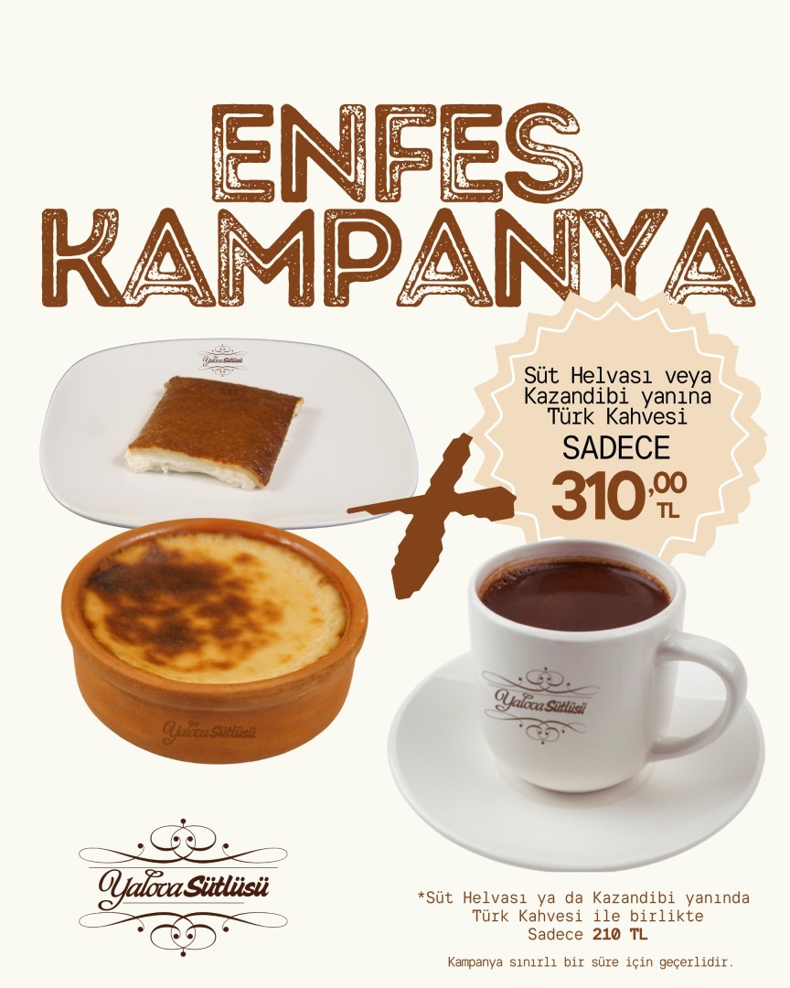 SÜT HELVASI VEYA KAZANDİBİ YANINDA TÜRK KAHVESİ